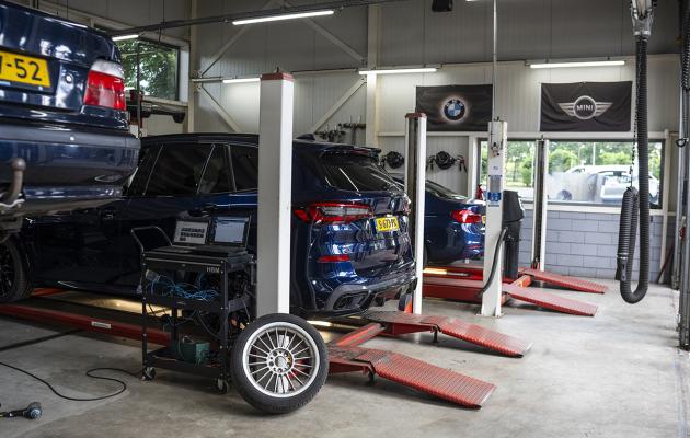 BMW's in garage